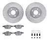 7612-54006 Drilled/Slotted Brake Rotors w/5000 Euro Ceramic Brake Pads Kit & Hardware [Silver], 2002-2004 Ford/Lincoln/Mercury/M - image 1