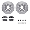 7612-54009 Drilled/Slotted Brake Rotors w/5000 Euro Ceramic Brake Pads Kit & Hardware [Silver], 2005-2014 Ford/Lincoln/Mercury/M - image 1
