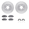 7612-54010 Drilled/Slotted Brake Rotors w/5000 Euro Ceramic Brake Pads Kit & Hardware [Silver], 2005-2014 Ford/Lincoln/Mercury/M - image 1