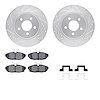 7612-54011 Drilled/Slotted Brake Rotors w/5000 Euro Ceramic Brake Pads Kit & Hardware [Silver], 2012-2014 Ford/Lincoln/Mercury/M - image 1