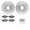 7612-54022 Drilled/Slotted Brake Rotors w/5000 Euro Ceramic Brake Pads Kit & Hardware [Silver], 2013-2018 Ford/Lincoln/Mercury/M - image 1