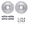 7612-54023 Drilled/Slotted Brake Rotors w/5000 Euro Ceramic Brake Pads Kit & Hardware [Silver], 2011-2012 Ford/Lincoln/Mercury/M - image 1