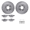 7612-54025 Drilled/Slotted Brake Rotors w/5000 Euro Ceramic Brake Pads Kit & Hardware [Silver], 2010-2013 Ford/Lincoln/Mercury/M - image 1