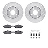 7612-56002 Drilled/Slotted Brake Rotors w/5000 Euro Ceramic Brake Pads Kit & Hardware [Silver], 1998-2002 Ford/Lincoln/Mercury/M - image 1
