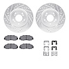 7612-58004 Drilled/Slotted Brake Rotors w/5000 Euro Ceramic Brake Pads Kit & Hardware [Silver], 1997-2005 Acura/Honda, Position: - image 1
