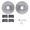 7612-58005 Drilled/Slotted Brake Rotors w/5000 Euro Ceramic Brake Pads Kit & Hardware [Silver], 2004-2008 Acura/Honda, Position: - image 1