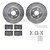7612-58006 Drilled/Slotted Brake Rotors w/5000 Euro Ceramic Brake Pads Kit & Hardware [Silver], 2005-2012 Acura/Honda, Position: - image 1