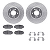7612-59002 Drilled/Slotted Brake Rotors w/5000 Euro Ceramic Brake Pads Kit & Hardware [Silver], 2000-2009 Acura/Honda, Position: - image 1