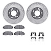 7612-59003 Drilled/Slotted Brake Rotors w/5000 Euro Ceramic Brake Pads Kit & Hardware [Silver], 1991-2001 Multiple Makes/Models, - image 1