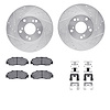 7612-59004 Drilled/Slotted Brake Rotors w/5000 Euro Ceramic Brake Pads Kit & Hardware [Silver], 1998-2002 Acura/Honda, Position: - image 1