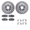7612-59005 Drilled/Slotted Brake Rotors w/5000 Euro Ceramic Brake Pads Kit & Hardware [Silver], 2002-2011 Acura/Honda, Position: - image 1