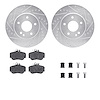 7612-63000 Drilled/Slotted Brake Rotors w/5000 Euro Ceramic Brake Pads Kit & Hardware [Silver], 1994-1997 Mercedes-Benz, Positio - image 1