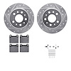 7612-63007 Drilled/Slotted Brake Rotors w/5000 Euro Ceramic Brake Pads Kit & Hardware [Silver], 1967-1991 Mercedes-Benz, Positio - image 1