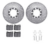 7612-63015 Drilled/Slotted Brake Rotors w/5000 Euro Ceramic Brake Pads Kit & Hardware [Silver], 1976-1979 Mercedes-Benz, Positio - image 1