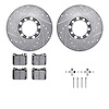 7612-63017 Drilled/Slotted Brake Rotors w/5000 Euro Ceramic Brake Pads Kit & Hardware [Silver], 1979-1985 Mercedes-Benz, Positio - image 1