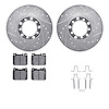 7612-63018 Drilled/Slotted Brake Rotors w/5000 Euro Ceramic Brake Pads Kit & Hardware [Silver], 1980-1985 Mercedes-Benz, Positio - image 1