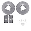 7612-63020 Drilled/Slotted Brake Rotors w/5000 Euro Ceramic Brake Pads Kit & Hardware [Silver], 1979-1985 Mercedes-Benz, Positio - image 1