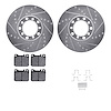 7612-63022 Drilled/Slotted Brake Rotors w/5000 Euro Ceramic Brake Pads Kit & Hardware [Silver], 1973-1979 Mercedes-Benz, Positio - image 1