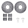 7612-63024 Drilled/Slotted Brake Rotors w/5000 Euro Ceramic Brake Pads Kit & Hardware [Silver], 1979-1980 Mercedes-Benz, Positio - image 1