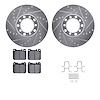 7612-63025 Drilled/Slotted Brake Rotors w/5000 Euro Ceramic Brake Pads Kit & Hardware [Silver], 1979-1980 Mercedes-Benz, Positio - image 1