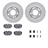 7612-63026 Drilled/Slotted Brake Rotors w/5000 Euro Ceramic Brake Pads Kit & Hardware [Silver], 1984-1989 Mercedes-Benz, Positio - image 1