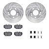 7612-63027 Drilled/Slotted Brake Rotors w/5000 Euro Ceramic Brake Pads Kit & Hardware [Silver], 1987-1987 Mercedes-Benz, Positio - image 1