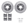 7612-63028 Drilled/Slotted Brake Rotors w/5000 Euro Ceramic Brake Pads Kit & Hardware [Silver], 1987-2000 Mercedes-Benz, Positio - image 1