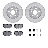 7612-63030 Drilled/Slotted Brake Rotors w/5000 Euro Ceramic Brake Pads Kit & Hardware [Silver], 1990-1992 Mercedes-Benz, Positio - image 1