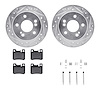 7612-63033 Drilled/Slotted Brake Rotors w/5000 Euro Ceramic Brake Pads Kit & Hardware [Silver], 1986-1993 Mercedes-Benz, Positio - image 1