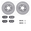 7612-63034 Drilled/Slotted Brake Rotors w/5000 Euro Ceramic Brake Pads Kit & Hardware [Silver], 1984-1995 Mercedes-Benz, Positio - image 1