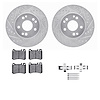 7612-63035 Drilled/Slotted Brake Rotors w/5000 Euro Ceramic Brake Pads Kit & Hardware [Silver], 1986-1989 Mercedes-Benz, Positio - image 1