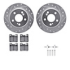 7612-63037 Drilled/Slotted Brake Rotors w/5000 Euro Ceramic Brake Pads Kit & Hardware [Silver], 1990-1995 Mercedes-Benz, Positio - image 1