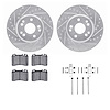 7612-63038 Drilled/Slotted Brake Rotors w/5000 Euro Ceramic Brake Pads Kit & Hardware [Silver], 1990-1998 Mercedes-Benz, Positio - image 1