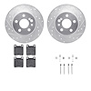 7612-63040 Drilled/Slotted Brake Rotors w/5000 Euro Ceramic Brake Pads Kit & Hardware [Silver], 1991-1999 Mercedes-Benz, Positio - image 1
