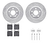 7612-63041 Drilled/Slotted Brake Rotors w/5000 Euro Ceramic Brake Pads Kit & Hardware [Silver], 1992-1999 Mercedes-Benz, Positio - image 1