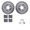 7612-63042 Drilled/Slotted Brake Rotors w/5000 Euro Ceramic Brake Pads Kit & Hardware [Silver], 1992-1994 Mercedes-Benz, Positio - image 1