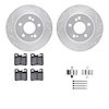 7612-63043 Drilled/Slotted Brake Rotors w/5000 Euro Ceramic Brake Pads Kit & Hardware [Silver], 1992-1995 Mercedes-Benz, Positio - image 1