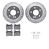 7612-63044 Drilled/Slotted Brake Rotors w/5000 Euro Ceramic Brake Pads Kit & Hardware [Silver], 1994-1995 Mercedes-Benz, Positio - image 1