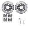 7612-63045 Drilled/Slotted Brake Rotors w/5000 Euro Ceramic Brake Pads Kit & Hardware [Silver], 1994-1995 Mercedes-Benz, Positio - image 1