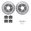 7612-63046 Drilled/Slotted Brake Rotors w/5000 Euro Ceramic Brake Pads Kit & Hardware [Silver], 1994-1998 Mercedes-Benz, Positio - image 1