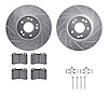 7612-63047 Drilled/Slotted Brake Rotors w/5000 Euro Ceramic Brake Pads Kit & Hardware [Silver], 1994-2002 Mercedes-Benz, Positio - image 1