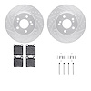 7612-63048 Drilled/Slotted Brake Rotors w/5000 Euro Ceramic Brake Pads Kit & Hardware [Silver], 1993-2002 Mercedes-Benz, Positio - image 1