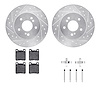 7612-63052 Drilled/Slotted Brake Rotors w/5000 Euro Ceramic Brake Pads Kit & Hardware [Silver], 1996-1998 Mercedes-Benz, Positio - image 1