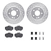 7612-63053 Drilled/Slotted Brake Rotors w/5000 Euro Ceramic Brake Pads Kit & Hardware [Silver], 1997-1998 Mercedes-Benz, Positio - image 1