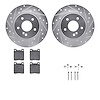 7612-63054 Drilled/Slotted Brake Rotors w/5000 Euro Ceramic Brake Pads Kit & Hardware [Silver], 1998-2003 Mercedes-Benz, Positio - image 1