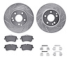7612-63059 Drilled/Slotted Brake Rotors w/5000 Euro Ceramic Brake Pads Kit & Hardware [Silver], 2001-2005 Mercedes-Benz, Positio - image 1