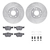 7612-63061 Drilled/Slotted Brake Rotors w/5000 Euro Ceramic Brake Pads Kit & Hardware [Silver], 1996-2008 Multiple Makes/Models, - image 1