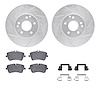 7612-63062 Drilled/Slotted Brake Rotors w/5000 Euro Ceramic Brake Pads Kit & Hardware [Silver], 2001-2011 Mercedes-Benz, Positio - image 1