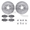 7612-63063 Drilled/Slotted Brake Rotors w/5000 Euro Ceramic Brake Pads Kit & Hardware [Silver], 2003-2009 Mercedes-Benz, Positio - image 1