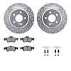 7612-63064 Drilled/Slotted Brake Rotors w/5000 Euro Ceramic Brake Pads Kit & Hardware [Silver], 2003-2016 Mercedes-Benz, Positio - image 1